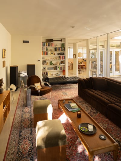Mid-Century Modern Living Room with Velvet Accents
