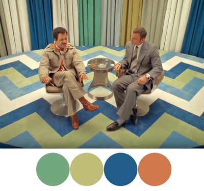 Retro Talk Show Set with Chevron Pattern