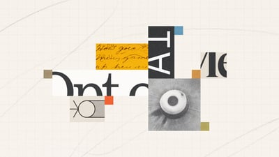 Abstract Mixed Media Collage with Eye and Typography