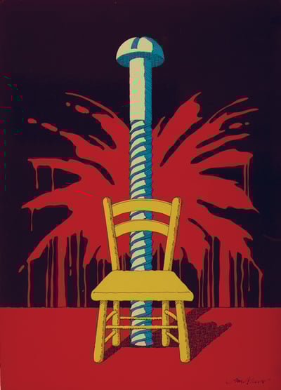 Surrealist Screw and Yellow Chair Illustration