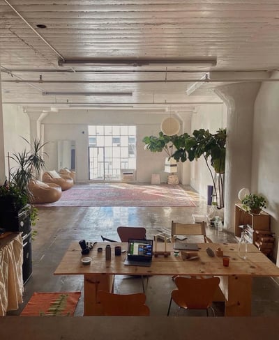 Sunlit Minimalist Creative Loft Workspace