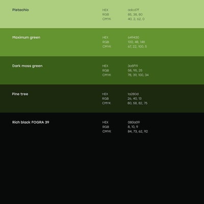 Forest Green Gradient Color Palette