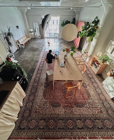 Creative Studio Loft with Large Persian Rug