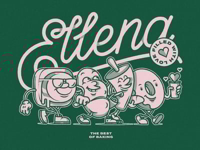 Elena Retro Rubber-Hose Baking Illustration
