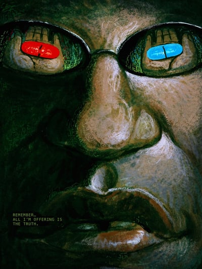 The Matrix Choice: Red Pill vs Blue Pill Illustration