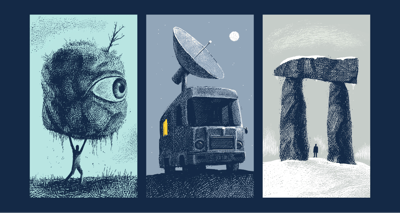 Triptych of Surreal Sci-Fi Illustrations