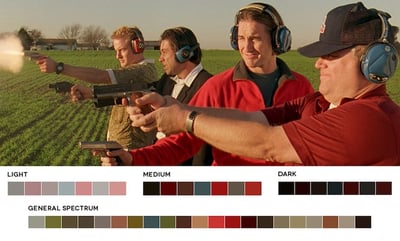 Men at Shooting Range with Color Palette Analysis