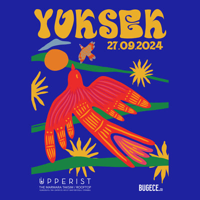 Yuksek Event Poster with Folk-Art Red Bird