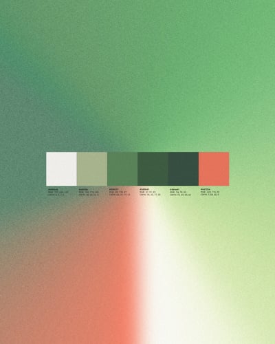 Grainy Green and Coral Abstract Gradient Palette
