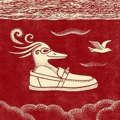 Surreal Duck in a Boat Shoe Illustration