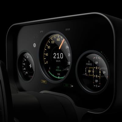 Futuristic Ferrari Digital Dashboard Interface