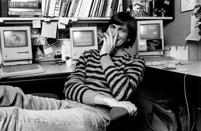 Steve Jobs Laughing in his Macintosh-Filled Office
