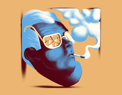 Surreal Blue Portrait with Broken Glasses