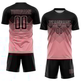 Maglia da calcio personalizzata con stampa sublimatica rosa medio nera