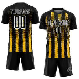 Benutzerdefinierte Sublimation Fußball Geometrische Trikot Uniform Form Schwarz Gelb-Weiß
