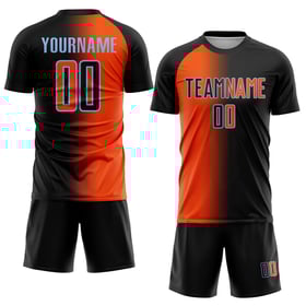 Orange-Hellblau Jersey Custom Sublimation Mode Schwarz Fußball Uniform Gradienten