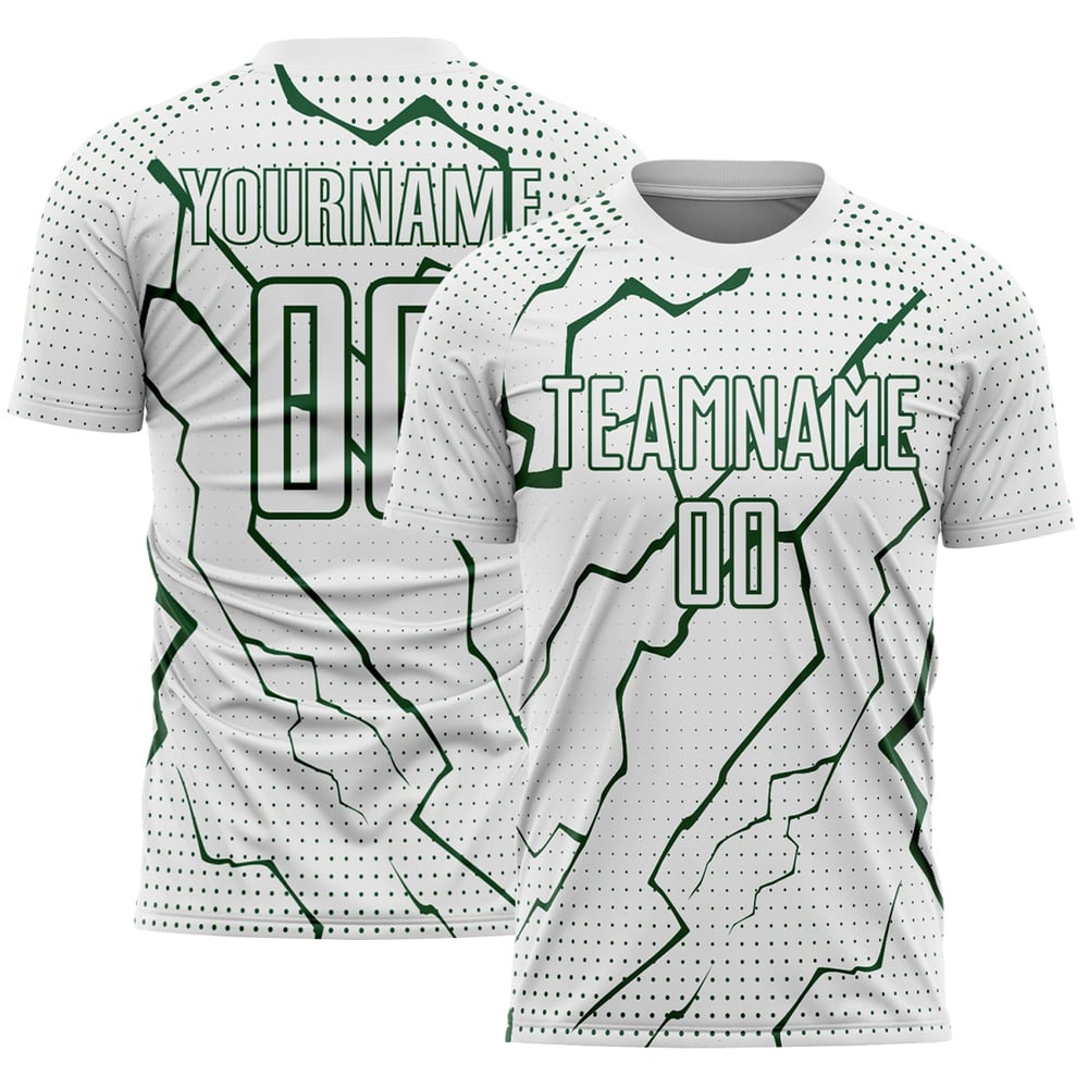 Maglia bianca personalizzata con stampa sublimatica Lightning Uniform Sports Green Soccer
