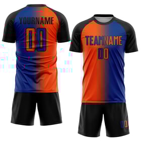 Jersey Fußball Royal Sublimation Orange-Schwarz Mode Gradienten Custom Uniform