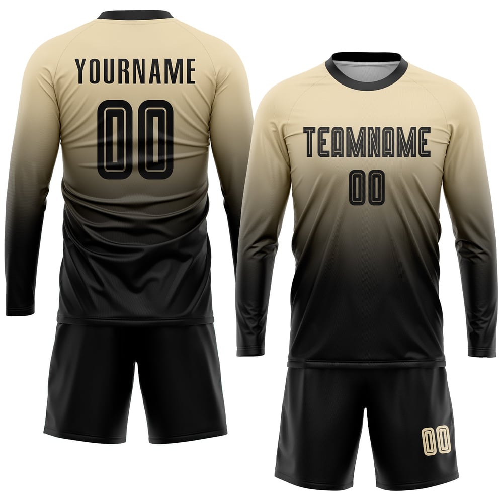 Black Jersey Custom Uniform Fade Fashion Soccer Cream Sublimation