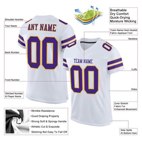 Custom Football Mesh Purple-Gold Jersey Authentic White