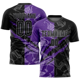 Sublimation Graffiti Jersey Black Pattern Purple-Gray Uniform Soccer Custom Scratch