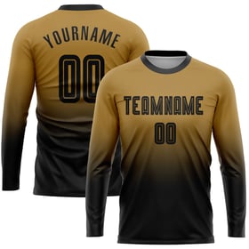 Gold Fade Custom Fußball Lange Alte Sublimation Jersey Uniform Mode Schwarz