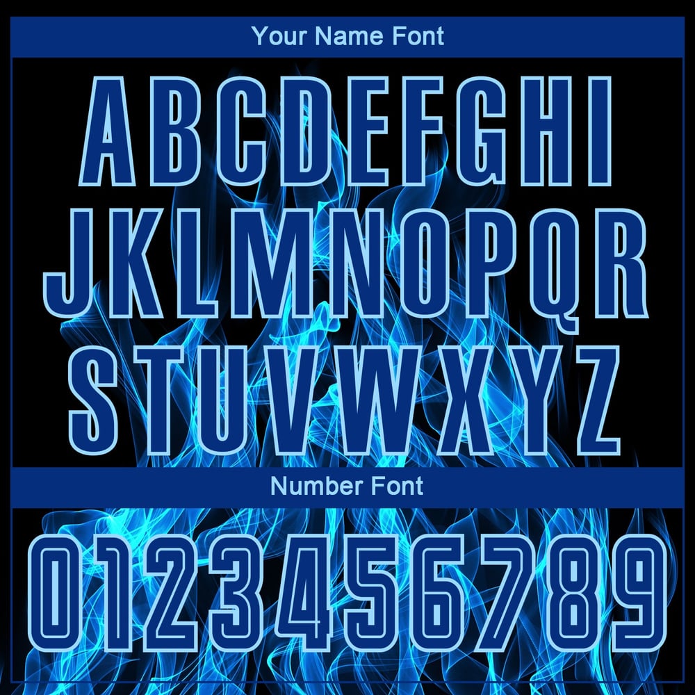 Royal-Light Black Blue Custom Soccer Sublimation Flame Uniform Jersey