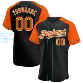 Orange-Kelly Jersey Black Green Sleeves Custom Raglan Authentic Baseball
