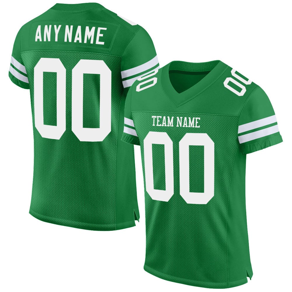 Authentic Green Grass Custom White Mesh Football Jersey