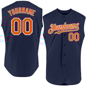Authentic Sleeveless Baseball Jersey Custom Orange-White Navy
