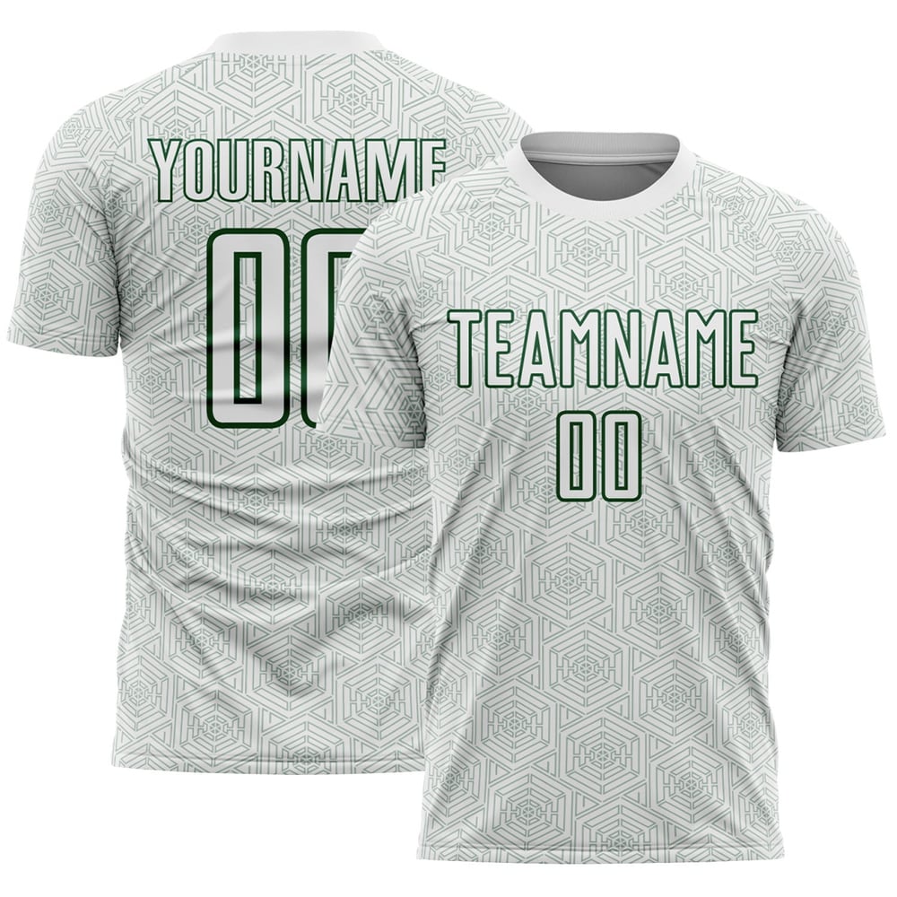 Maglia da calcio personalizzata con forma geometrica, uniforme sportiva verde, bianca