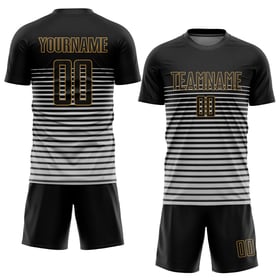 Svart-Gammal Svart Uniform Anpassad Jersey Guld Fotboll Sublimering
