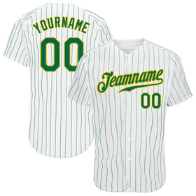 Maglia da baseball Kelly Green-Gold personalizzata a righe bianche, autentica Kelly Green