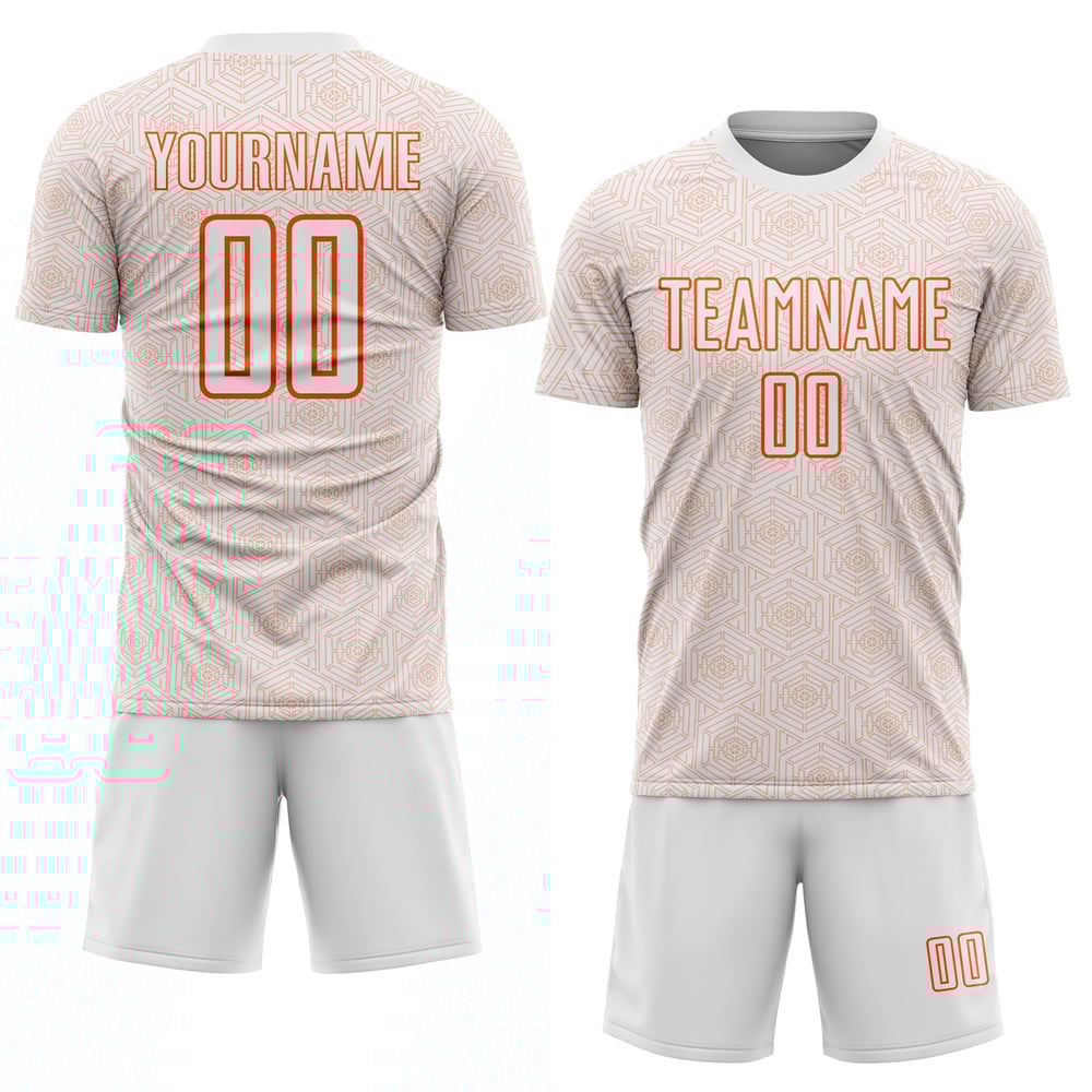 Maglia da calcio personalizzata geometrica arancione con stampa sublimatica bianca