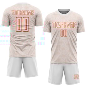 Maglia da calcio personalizzata geometrica arancione con stampa sublimatica bianca