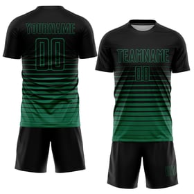 Anpassad Pinstripe Fashion Black Fade Sublimation Jersey Green Kelly Soccer Uniform