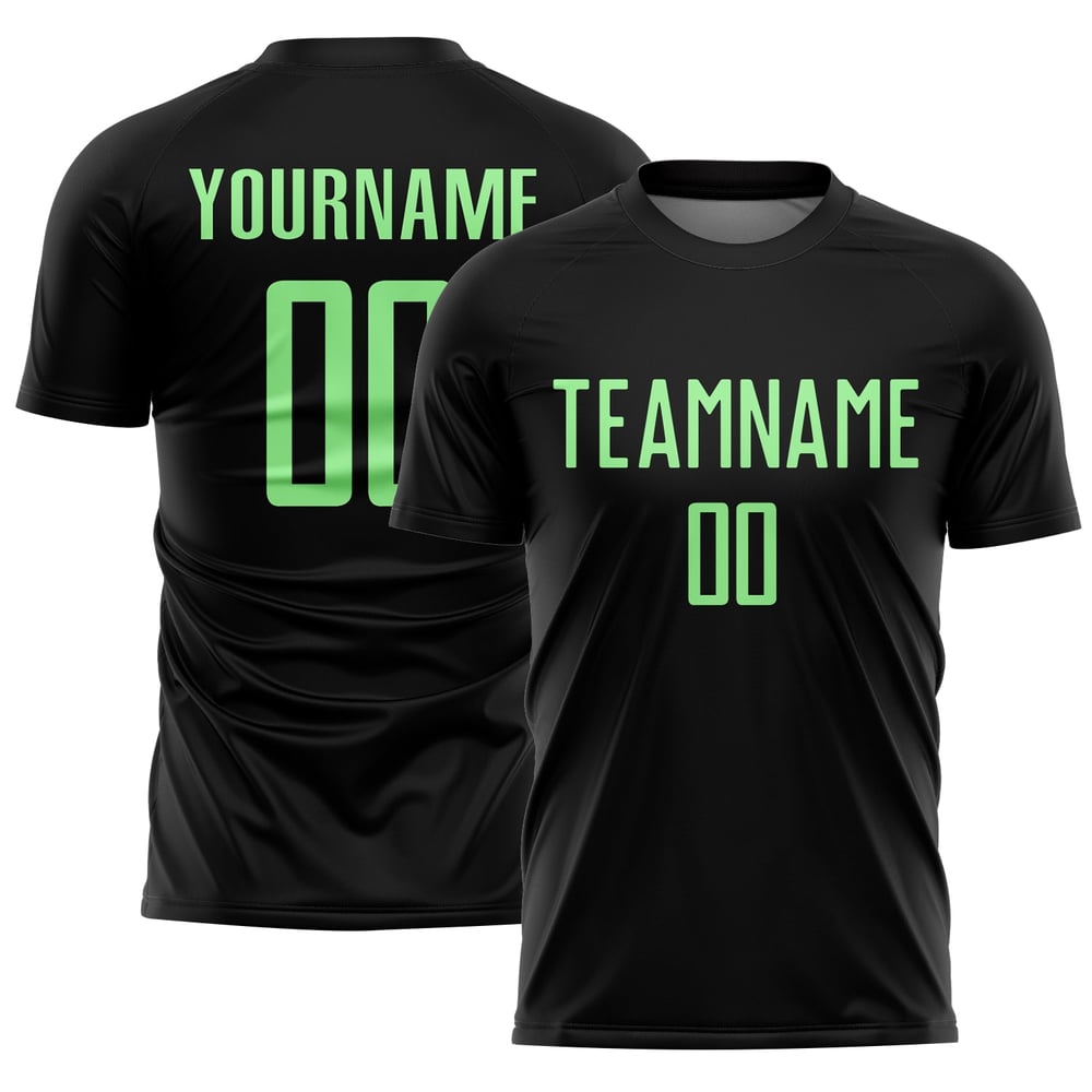 Camiseta personalizada de fútbol con sublimación de color verde y negro