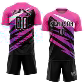 Maillot de football personnalisé rose, noir et blanc, sublimé