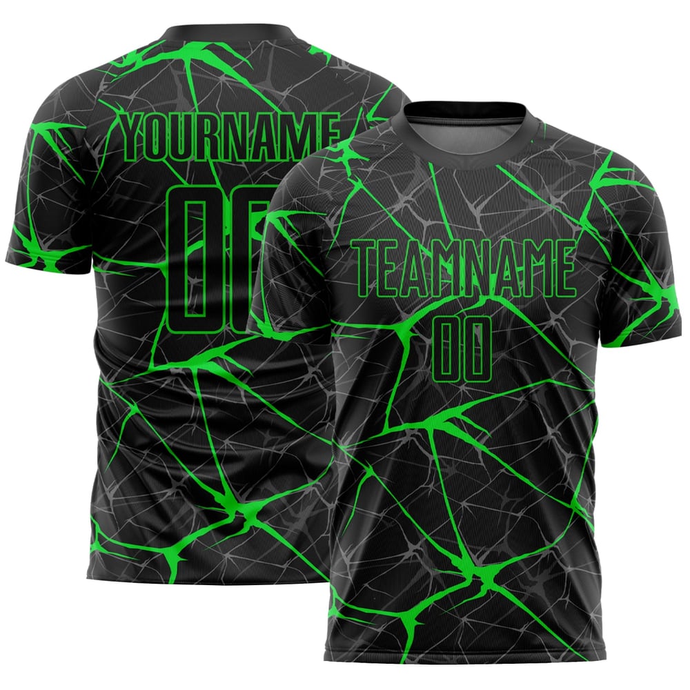 Uniform Soccer Black Neon Jersey Custom Green Sublimation