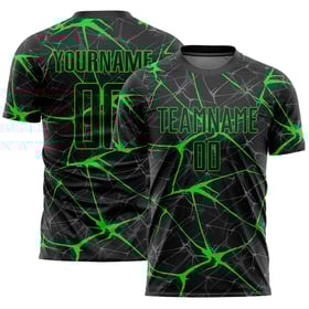 Uniform Soccer Black Neon Jersey Custom Green Sublimation