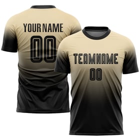 Black Jersey Custom Uniform Fade Fashion Soccer Cream Sublimation
