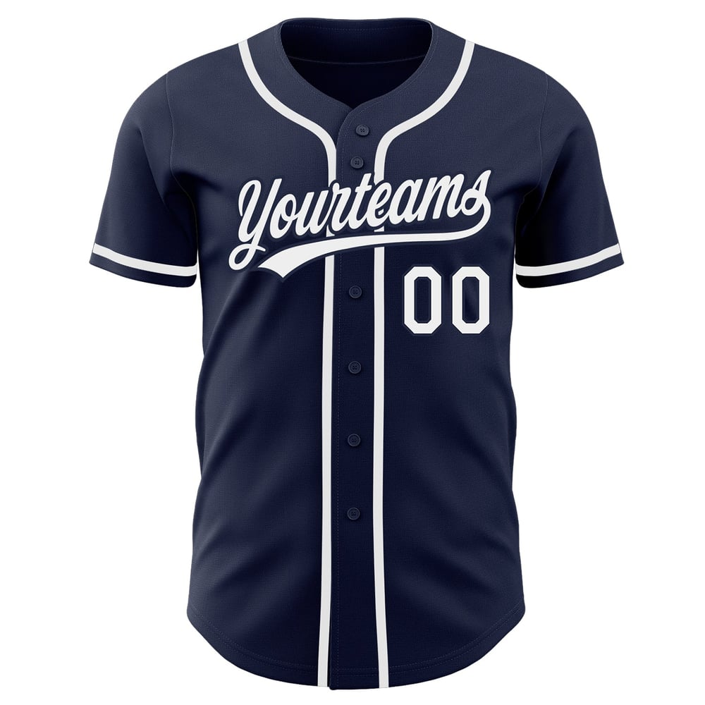 Maglia da baseball blu navy autentica e personalizzata