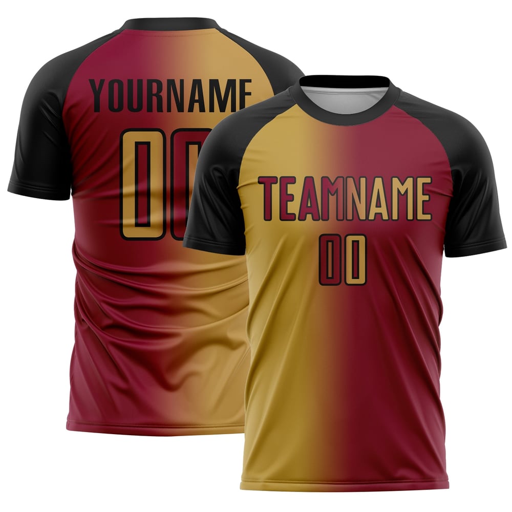 Old Maroon Fashion Jersey Uniform Fußball Custom Gradient Gold-Schwarz Sublimation