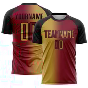 Old Maroon Fashion Jersey Uniform Fußball Custom Gradient Gold-Schwarz Sublimation