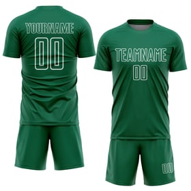 Camiseta de fútbol personalizada con sublimación de formas geométricas en verde Kelly y blanco