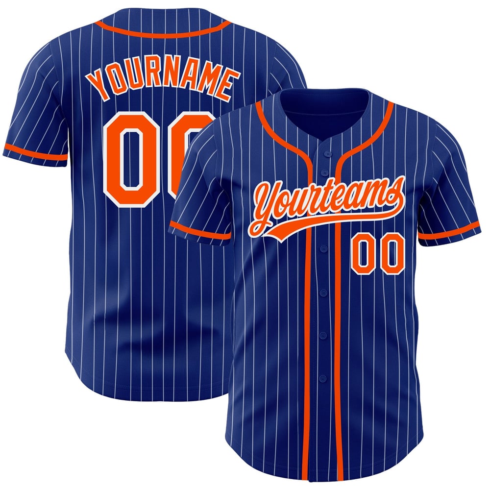 Camiseta de béisbol personalizada auténtica con rayas blancas y naranjas reales