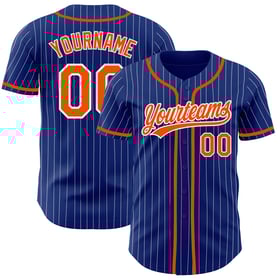 Camiseta de béisbol personalizada auténtica con rayas blancas y naranjas reales