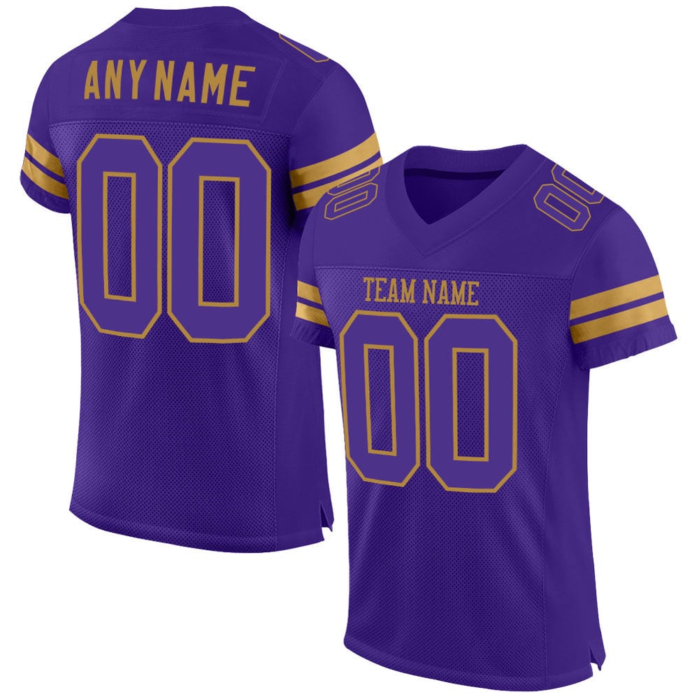 Authentic Football Custom Mesh Purple-Old Jersey Purple Gold