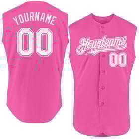 Pink White Custom Sleeveless Authentic Baseball Jersey
