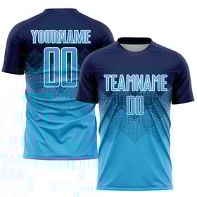 Uniforme de la Marina Sky Soccer, camiseta personalizada de sublimación azul-blanca